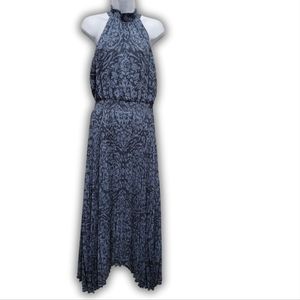 🌼 White House Black Market Smocked Waist Pleated Midi Halter Dress - Size 6